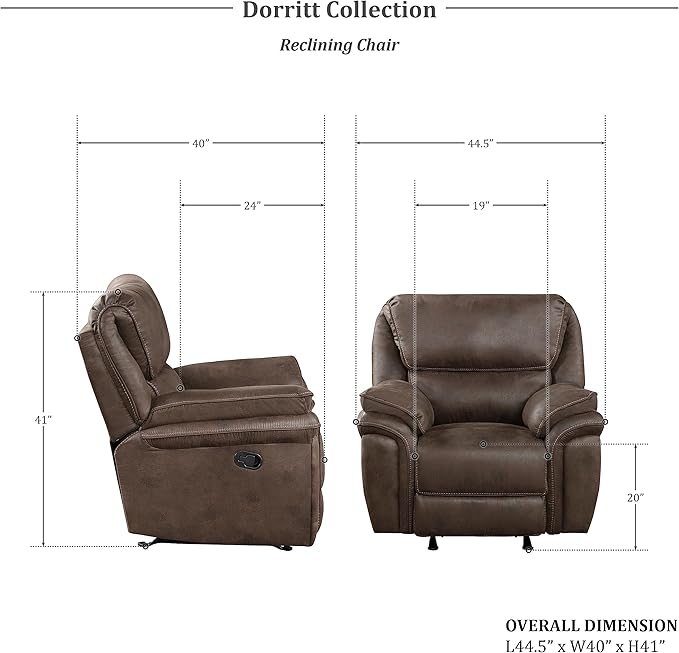 Lexicon Dorritt Microfiber Manual Rocker Reclining Chair Brown
