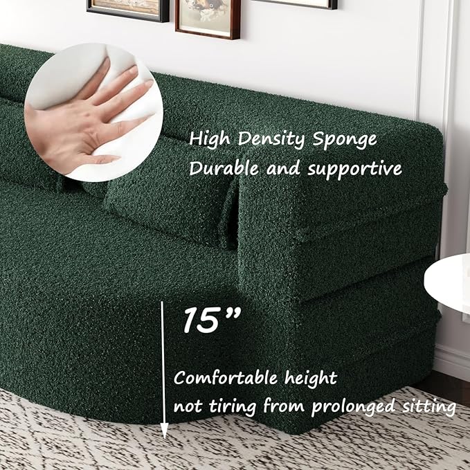 Newfun 78 Convertible Sofa Bed 2 in 1 Folding Couch Bed Futon Sofa Bed with Two Pillows Loveseat Sofa for Living Room Bedroom Lounge Compressed Modern Sofa No Assembly Required (Green)