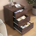 3-Drawer Mobile File Cabinet with Wheels Rolling Under Desk Wood Storage Cabinet Vertical Filing Organizer with Locking Casters for Home &amp Office (Non-AssembledBrown)
