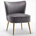 Modern Velvet Accent Chair for Living Room Bedroom or Entryway Stylish and Comfortable Armless Design with Metal Legs Grey