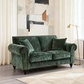 Loveseat Velvet Fabric Two- Seater Couch Buckle Design and Rivet Decoration Deep Seated Double Sofa Suitable for Living Room Bedroom Apartment Hotel etc (green-01)
