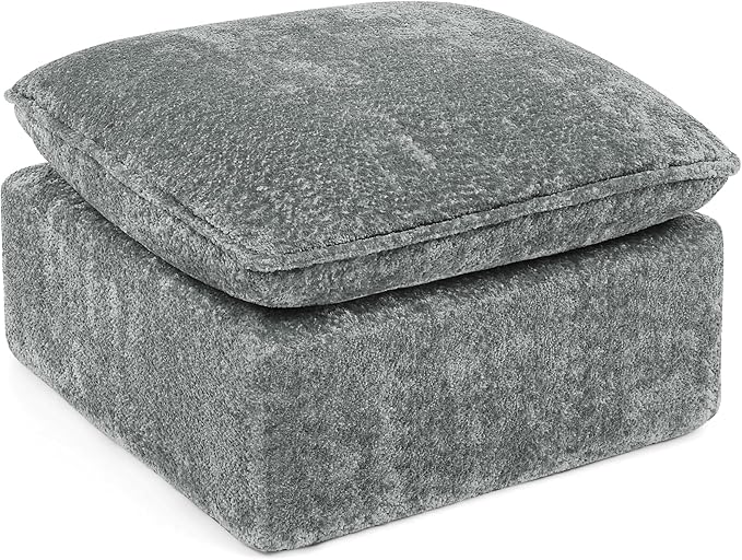 L-Shaped Boneless Modular Sectional Cloud Couches 6 Seat Modular Boucle Floor Foam Boneless Sofa Couch with Ottoman Headrest Pillows and Removable Cushions