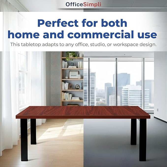 OfficeSimpli 60 x 30 Inch Desk Top Made in USA Replacement Table Top for Sit-to-Stand Adjustable Desk Frame Countertop Workbench for Classroom Home and Office (Desk Top only) - Mahogany