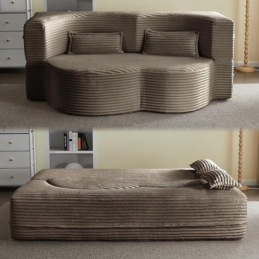 JOYBASE 78in Sofa Couch Convertible Oversized Cloud Loveseat Minimalist Sleeper Sofa Bed for Living Room Apartment Office No Assembly Required (Coffee Corduroy)
