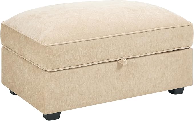 Aoowow Chenille Ottoman with Storage Upholstered Storage Ottoman for Modular Sectional Sofa for Living RoomWheat