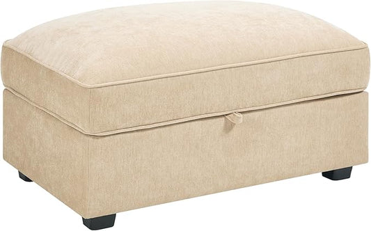 Aoowow Chenille Ottoman with Storage Upholstered Storage Ottoman for Modular Sectional Sofa for Living RoomWheat