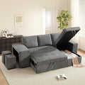 ANJ L Shaped Sectional Sleeper Sofa with Pull Out Bed and Storage 4-in-1 Convertible Couch with Hidden Ottoman and Arm Storage Easy Assembly Modular Sofa Bed for Living Room Grey