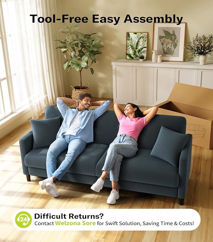 83 Couches for Living Room Comfy Sofas for Living Room Teddy Sofa Couch Tool-Free Setup Loveseat Sofa All-Wood Love Seat Couches Small Couch 2 Pillows Included Blue Grey