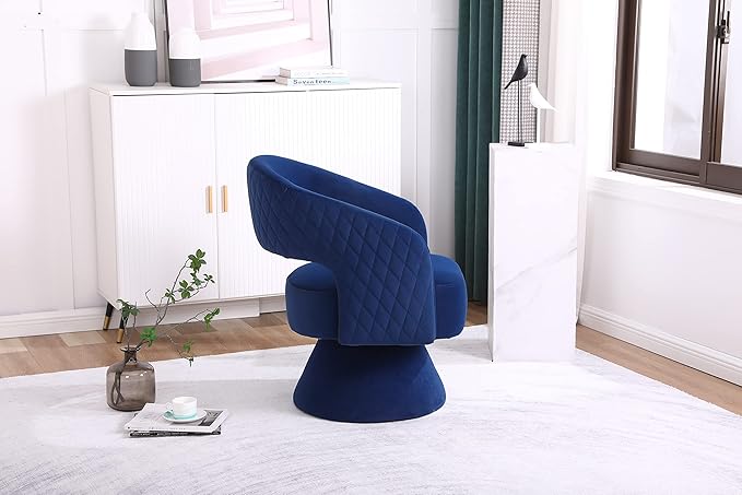 Swivel Accent Chair Armchair Round Barrel Chair in Fabric for Living Room Bedroom Blue