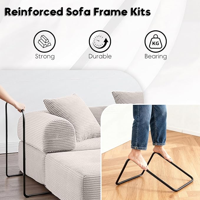 L Shape Convertible Sofa Bed with Cylindrical Pillow and Storage Pocket Convertible Sofa Couch Bed with Support Frame for Living Room Bedroom Children Room-Beige