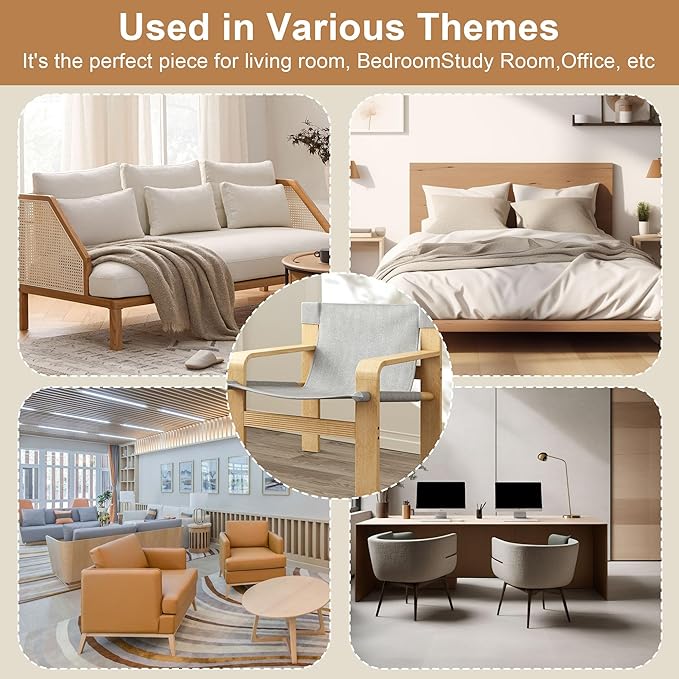 Mid-Century Accent Chair with Wide Armrest &amp Solid Wood Frame Detachable and Washable Armchair Modern Living Room Reading Chairs for Bedroom Sunroom Bedroom BalconyWhite