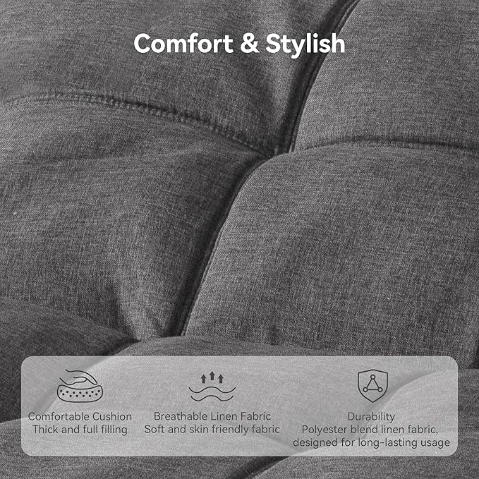 Convertible Futon Sofa Bed71 Modern Fabric Futon Couch with Adjustable Backrest&ampArmrestSmall Loveseat Sleeper SofaDorm Futonsofa for ApartmentLiving RoomDetachable CushionsFog Grey