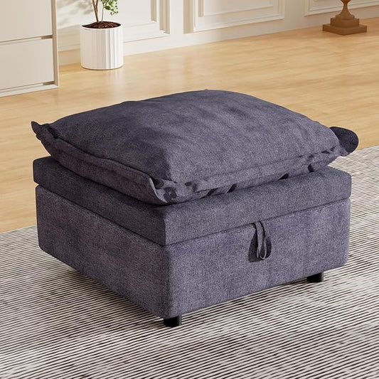 Modular Sectional Sofa 27.12 Storage Ottoman Module for Modular Sectional Sofa Living Room Coffee Table Ottoman Footrest for Convertible Sectional Couch DIY Combination Grey