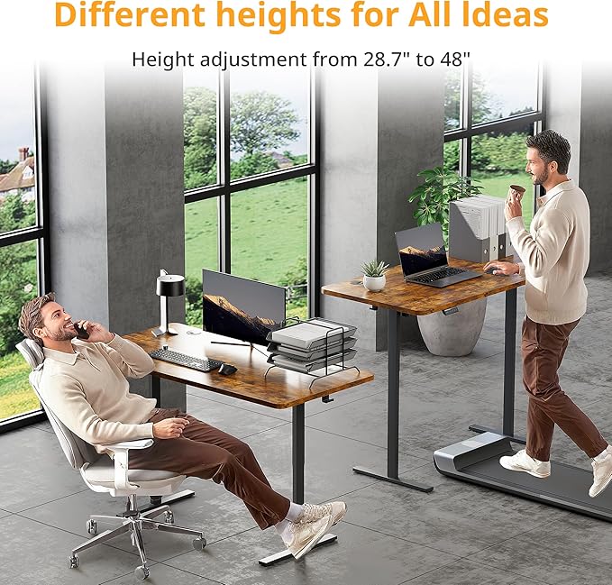 Simple Deluxe Electric Standing Desk Standing Desks Adjustable Height 24x40 Inches Sit Stand up Desk Ergonomic Rising Computer Table with Memory Preset Rustic Brown