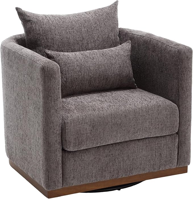 Swivel Barrel Chair Comfy Round Accent Sofa Chair for Living Room 360 Degree Swivel Barrel Club Chair Leisure Arm Chair for Nursery Hotel Bedroom Office Lounge (Dark Gray)