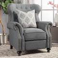 Pushback Recliner Chair Fabric Armchair Push Back Recliner with Rivet Decoration Mid Century Wingback Accent Chair for Living Room Bedroom Stable Hump Feet (Charcoal)
