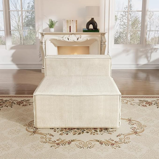 DONICK Premium Modern Modular Sectional Comfy Cloud Couch Corduroy Sofa with Deep Seat Upholstered Couches DIY Combination No Assembly Required for Living Room Bedroom Beige Armless