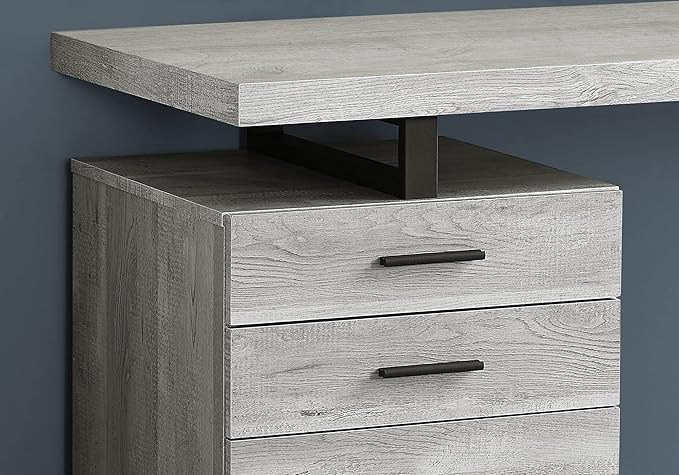 Computer Desk Home Office Desk Laptop Left Right Set-Up Storage Drawers 48 L Work Grey Laminate Black Metal Contemporary Modern