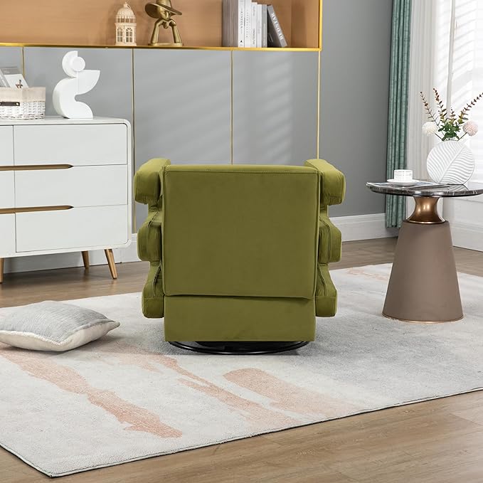 House Hold Upholstered Tufted Living Room Chair Textured Velvet Fabric Accent Chair with Metal Stand