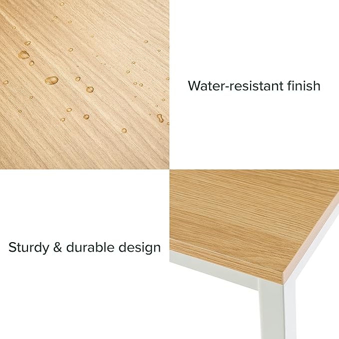 Zinus Jennifer 55 Inch White Frame Desk/Computer Workstation/Office Desk/Dining Table/Easy Assembly Natural
