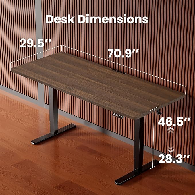 ErGear Height Adjustable Electric Standing Desk 71 x 30 Inches Sit Stand up Desk Memory Computer Home Office Desk Dark Walnut