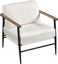 Topeakmart Mid-Century Boucle Accent Chair Reading Chair with Stylish Boucle Fabric Lounge Chair with Ultra-Long Armrest and Extra-Wide Seat for Living Room Lounge Office Ivory