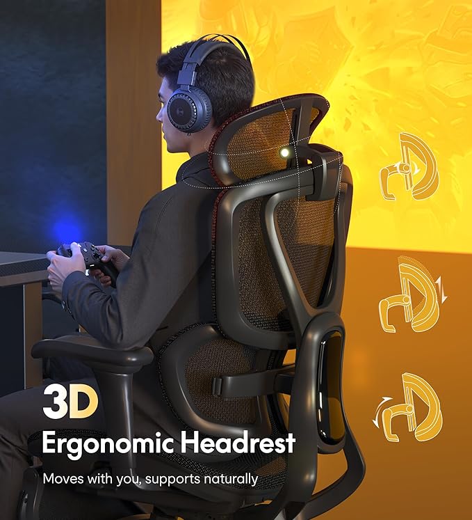 FLEXISPOT Sentinel Ergonomic Office Chair with Dual-Wing Adaptive Lumbar 3D Armrests 3-Position Recline up to 120° Height-Adjustable Backrest Premium Mesh Computer Desk Chair for Home &amp Office