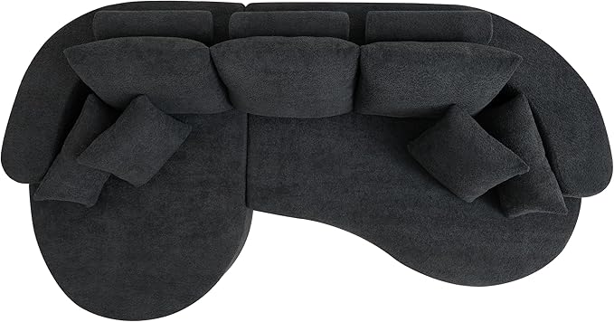 Christopher Knight Home Carden 106 Curved Modular Sectional Sofa Fabric Upholstered Comfy Sofa Couch with Chaise Lounge Modern Cloud Couch with Deep Seat No Assembly Required Black