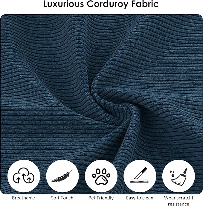 80 Convertible Sofa Bed Corduroy Deep Seat Folding Pull Out Couch with Pillows No Assembly Modern Boneless Couch Compression Sofa in Box Floor Sofa with Storage Pocket for Living RoomNavy Blue