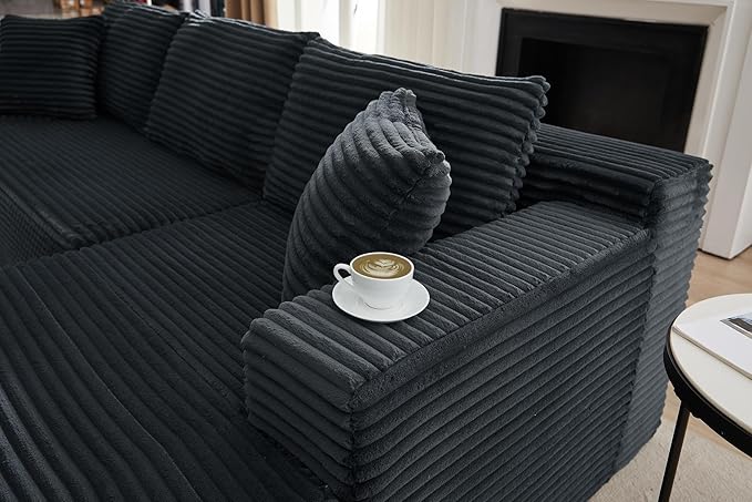 Cloud Couch Sectional L Shaped Boneless Couch Sectional Couches for Living Room Modern Comfy Corduroy Fluffy Modular Sofa with Deep Seat No Assembly (Grey Right Facing Chaise)