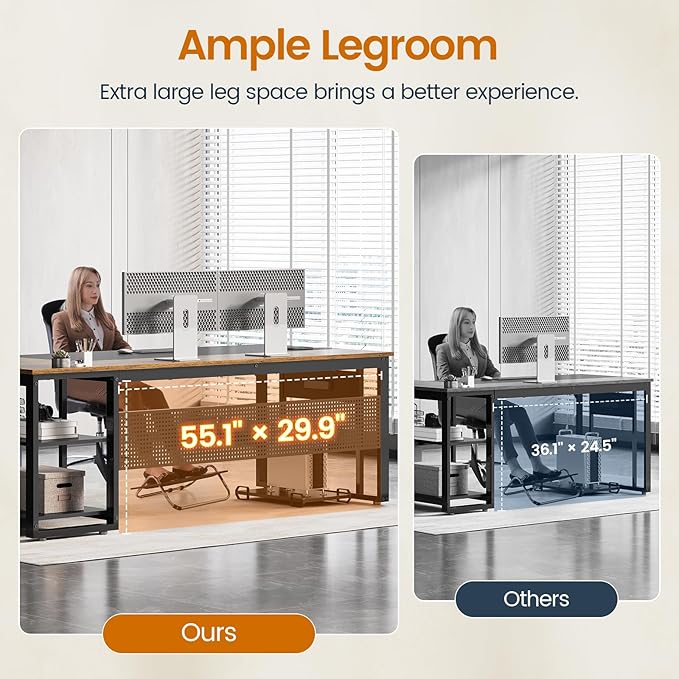 71 in Executive Desk with Power Outlets Reversible L Shaped Desk with File Drawers &amp Storage Shelves Large Office Desk Computer Desk with Pegboard Mobile CPU Stand Modern Corner Desk