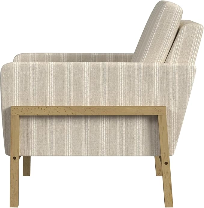 HomePop Exposed Wood Frame Accent Chair | Homepop Home Decor | Accent Chairs for Living Room &amp Bedroom - Tan Stripe