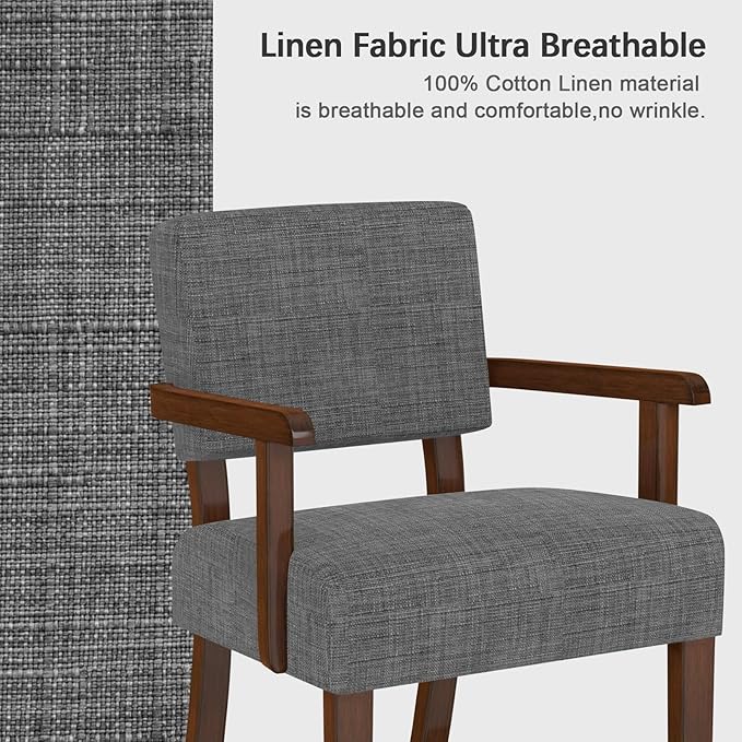 Mid Century Modern Accent ChairArmchairs with Solid Wood Frame and LegsUpholstered Reading Leisure Chair for Living RoomBedroomOfficeWaiting Room (Gray)