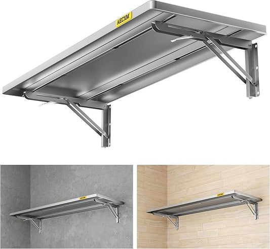 1.2x3ft Adjustable Rail Type Folding Storage Rack Shelf Suitable for Garage Storage Room Kitchens Wall Shelf Garage Storage Rack Floating Shelves Folding Panels (1pc-Silver Gray)