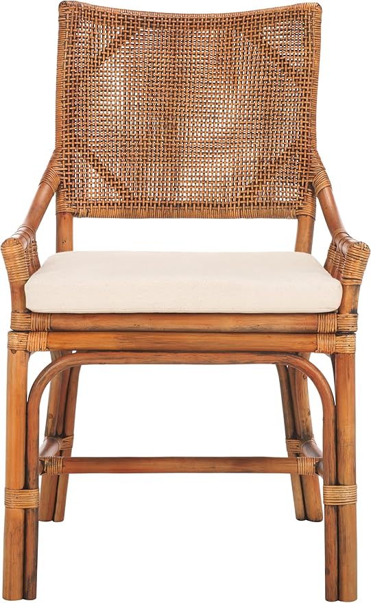 SAFAVIEH Home Collection Donatella Tropical Coastal Honey &amp White Rattan Chair