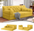 79 Convertible Sofa Bed with Pillows Corduroy Folding Sleeper Sofa with Fixed-Shape Frame Boneless Couch for Living Room Bedroom Floor Sofa Lounge No Assembly Required (C - Style - Yellow)