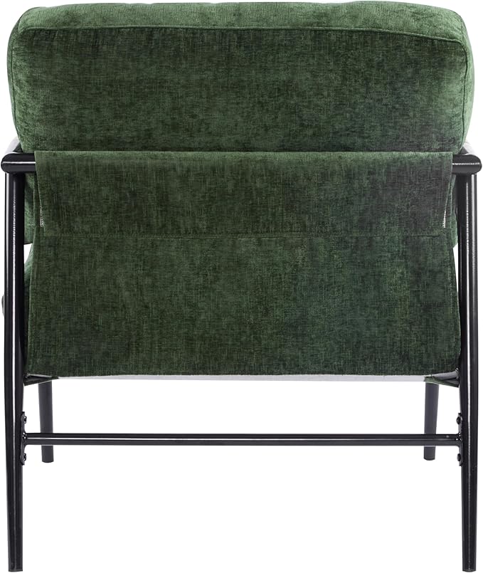 27.56 Modern Accent Chair with Plush Cushions Minimalist Metal e and Wooden Armrest Design Perfect for Cozy Living Room Bedroom or Office Seating