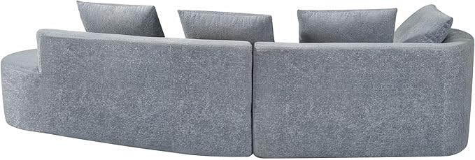 GDFStudio 116 Modern Curved Sectional Sofa with Chaise LoungePearl Upholstered Fully Compressed Sponge Couch2 Pcs SetRight Hand FacingFully Assembled Lounge Seating for Living RoomLight Gray