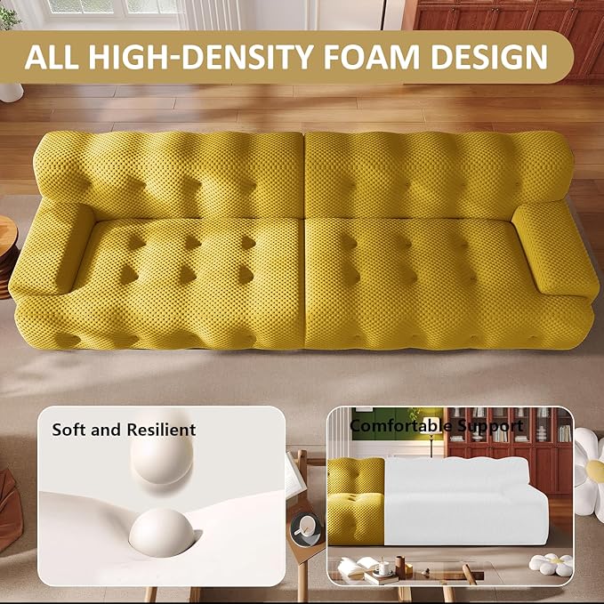 118 Boneless Cloud Sectional Couch4 Seater Modern Modular Sofa with Deep Seat Upholstered Couches with High-Density Foam for Living Room BedroomNo Required(Yellow 4-Seater)