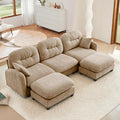 107 U Shaped CouchModular Sectional Sofa 3-Seater Comfy Cloud Couch with 2 Movable Ottomans Chenille Deep Seat for Living Room Office (Camel)