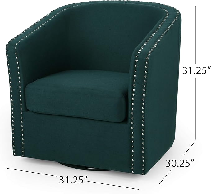 Christopher Knight Home Octavia Contemporary Fabric Swivel Chair Green Black 31.25D x 30.25W x 31.25H in