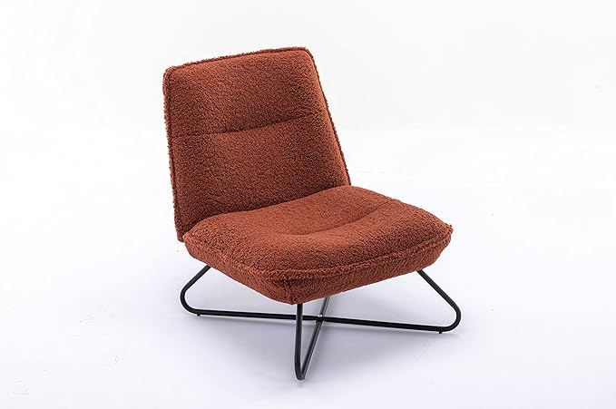 Modern Teddy Fabric Accent Armless Chair for Living Room IndoorBrown