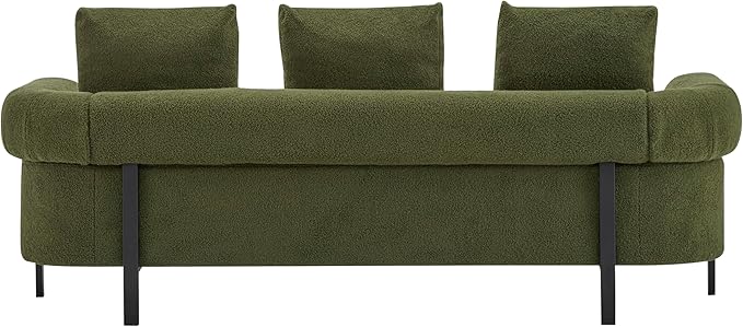 Christopher Knight Home Gilly 78 Modern Boucle Upholstered Sofa with Pillow Oversized Comfy Cloud Couch with Wooden Frame 3-Seater Sofa Couch for Living Room Bedroom Home Office Olive Green