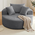 Oversized Round Chair Lounge Chaise Indoor Upholstered Corduroy Deep Seat Cloud Large Circle Sofa Chair No Assembly Required Fluffy Modern Sleeper Sofa Bed for Reading Living Room Dark Gray
