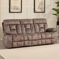CANMOV 3 Seat Manual Recliner Sofa Modern Reclining Sofa with Overstuffed Armrest Hidden Cup Holders for Living Room Camel-Brown