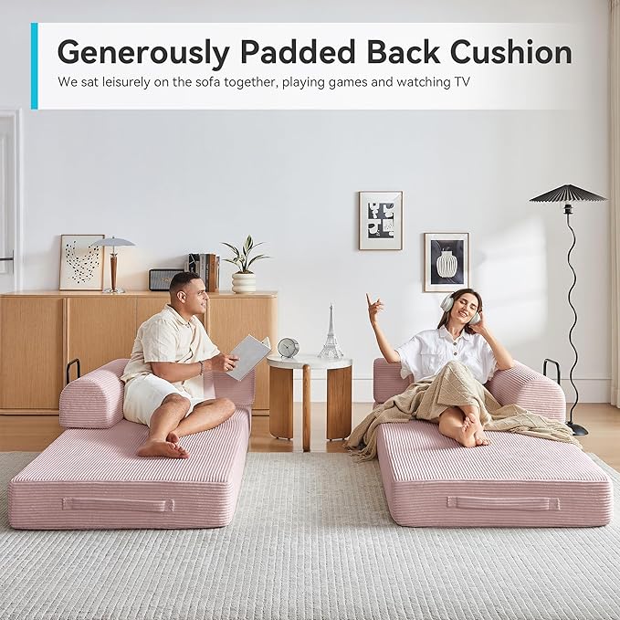Compression Sofa Cloud Sectional SofaSofa Bed Boneless Modular Sectional Sofa with 2 Pillow Comfy Fluffy Couch with Futon Bed Perfect for Living Room Small Space