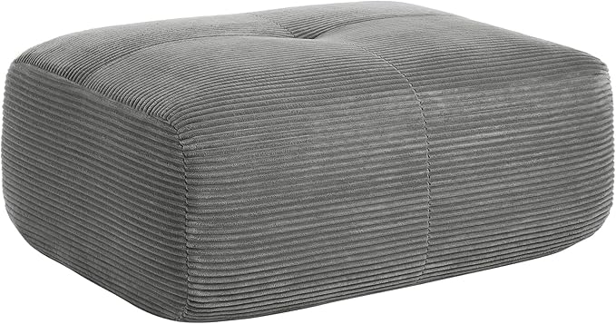 36.4 Corduroy Sofa Ottoman Footrest Stylish Couch Footstool Upholstered Ottoman for Living Room Bedroom Apartment(Grey