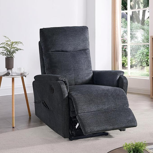 Electric Power Recliner Chair with USB PortFabric Single Sofa Seat Chair Home Theater Seating with Recliner FunctionErgonomic Lounge Chair (Bluish Grey-Massage Compact Design)