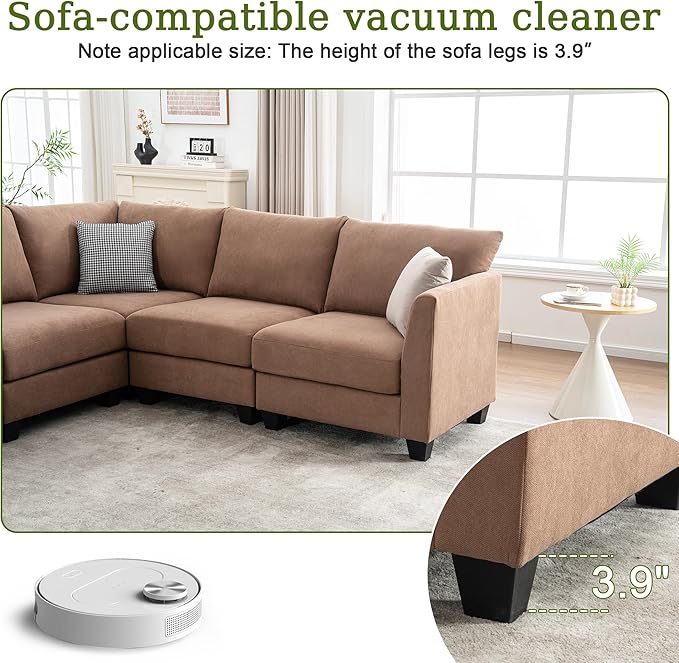 122.8 Large Sectional Couches for Living Room 6 Seater L Shaped Modular Sectional Sofa with Two Storage Ottomans &amp USB Oversized Corner Couch for Living Room（Brown）