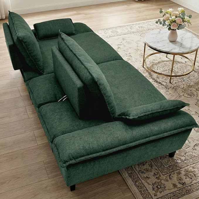 114” Oversized Sectional Sofa – Sailboat Cloud Couch with Adjustable Backrest Extra Deep &amp Wide Seats Modern Sleeper Sofa for Living Room (Green 114-inch)